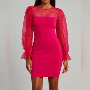 Dalin Pink Organza Sleeve Dress Women's Size Small Sheer Bodycon Party Cocktail